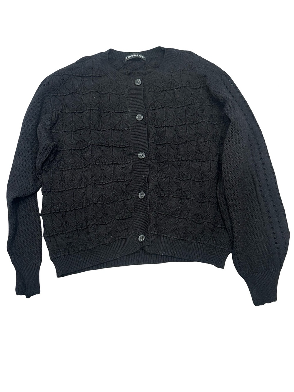GUC Robertson & Rodeo Women’s Large Black Textured Knit Button-Up Cardigan